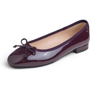 image:imageFEVERSOLE Womens Square Toe Low Heel Bow Tie Dress Pump ShoesPurple Patent Vegan Leather