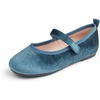 image:imageFEVERSOLE Girls Cute Dress Mary Jane Shoes Soft Party Holiday Ballet FlatsLake Blue Velvet Loop Maryjane