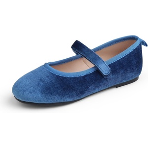 image:imageFEVERSOLE Girls Cute Dress Mary Jane Shoes Soft Party Holiday Ballet FlatsCornflower Blue Velvet Loop Maryjane