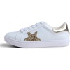 image:imageFEVERSOLE Womens Colorful Star Lace Up Sneaker By Warm Lined Vegan Leather for Winter Party HolidayWhite Glitter Gold Star