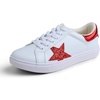 image:imageFEVERSOLE Womens Colorful Star Lace Up Sneaker By Warm Lined Vegan Leather for Winter Party HolidayWhite Glitter Red Star