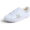 image:imageFEVERSOLE Womens Colorful Star Lace Up Sneaker By Warm Lined Vegan Leather for Winter Party HolidayWhite Glitter Silver Star