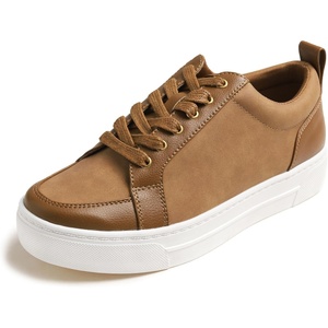 image:imageFEVERSOLE Womens Comfort Lightweight Sneaker Vegan Leather Platform Casual Walking ShoesCamel Brown Vegan Leather