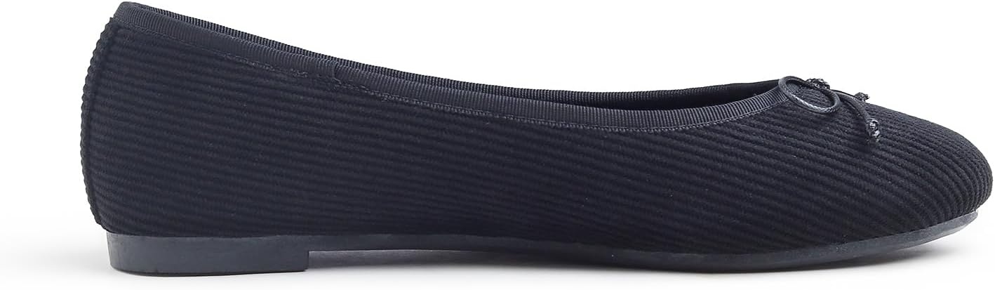 image:imageFEVERSOLE Womens Ultra Soft Colorful Memory Foam Cushioned Faux Suede Home Ballet FlatsBlack Corduroy Bold
