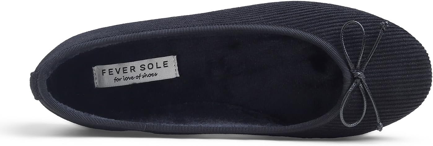 image:imageFEVERSOLE Womens Ultra Soft Colorful Memory Foam Cushioned Faux Suede Home Ballet FlatsBlack Corduroy Bold