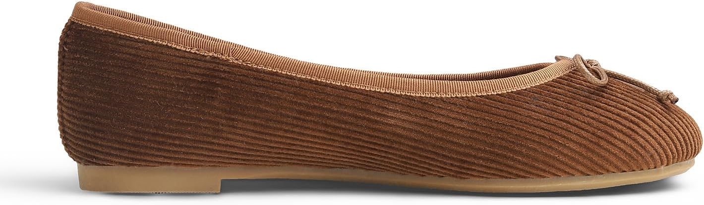 image:imageFEVERSOLE Womens Ultra Soft Colorful Memory Foam Cushioned Faux Suede Home Ballet FlatsCamel Corduroy Bold