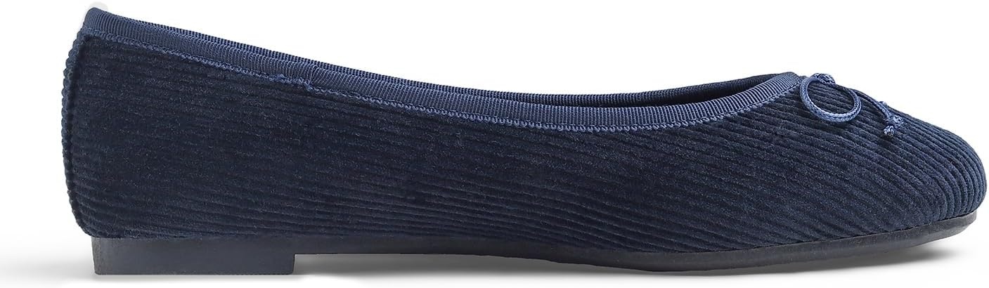 image:imageFEVERSOLE Womens Ultra Soft Colorful Memory Foam Cushioned Faux Suede Home Ballet FlatsNavy Corduroy Bold