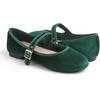 image:imageFEVERSOLE Womens Soft Cushion Extra Padded Comfort Round Toe Mary Jane Metal Buckle Fashion Ballet Flats Walking ShoesGreen Velvet Mary Jane With Short Plush