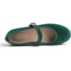 image:imageFEVERSOLE Womens Soft Cushion Extra Padded Comfort Round Toe Mary Jane Metal Buckle Fashion Ballet Flats Walking ShoesGreen Velvet Mary Jane With Short Plush