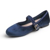 image:imageFEVERSOLE Womens Soft Cushion Extra Padded Comfort Round Toe Mary Jane Metal Buckle Fashion Ballet Flats Walking ShoesNavy Velvet Mary Jane With Short Plush