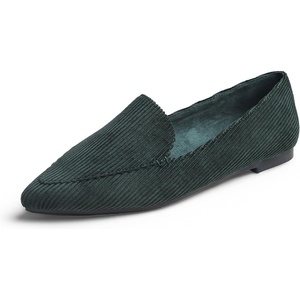 image:imageFEVERSOLE Womens Loafer Flat Pointed Fashion Slip On Comfort Soft Driving Office ShoesGreen Corduroy