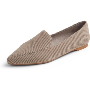 image:imageFEVERSOLE Womens Loafer Flat Pointed Fashion Slip On Comfort Soft Driving Office ShoesTaupe Corduroy