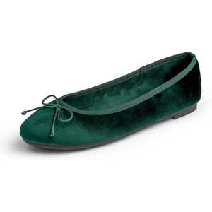 image:imageFEVERSOLE Womens Ultra Soft Colorful Memory Foam Cushioned Faux Suede Home Ballet FlatsGreen Velvet