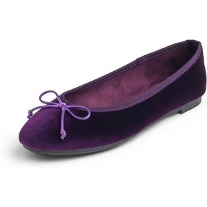 image:imageFEVERSOLE Womens Ultra Soft Colorful Memory Foam Cushioned Faux Suede Home Ballet FlatsPurple Velvet