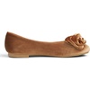 image:imageFeversole Womens Round Toe Cute Bow Trim Ballet FlatsCamel Velvet Twist Bow
