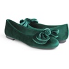 image:imageFeversole Womens Round Toe Cute Bow Trim Ballet FlatsGreen Velvet Twist Bow
