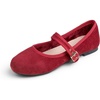 image:imageFEVERSOLE Womens Soft Cushion Extra Padded Comfort Round Toe Mary Jane Breathable Fabric Fashion Ballet Flats Walking ShoesBurgundy Corduroy Mary Jane With Short Plush