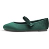 image:imageFEVERSOLE Womens Mary Jane Fashion Round Toe Easy Buckle Slip On FlatsMaryjane Green Velvet Fur Lined