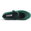 image:imageFEVERSOLE Womens Mary Jane Fashion Round Toe Easy Buckle Slip On FlatsMaryjane Green Velvet Fur Lined