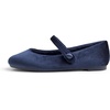 image:imageFEVERSOLE Womens Mary Jane Fashion Round Toe Easy Buckle Slip On FlatsMaryjane Navy Velvet Fur Lined
