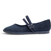 image:imageFEVERSOLE Womens Soft Classic Mary Jane Memory Foam Cushioned Comfort Round Toe Metal Buckle Flats Walking ShoesNavy Corduroy Mary Jane With Double Straps