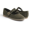 image:imageFEVERSOLE Womens Soft Classic Mary Jane Memory Foam Cushioned Comfort Round Toe Metal Buckle Flats Walking ShoesOlive Corduroy Mary Jane With Double Straps