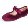 Velvet Bow Elastic Maryjane Burgundy