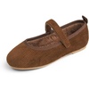 image:imageFEVERSOLE Girls Cute Dress Mary Jane Shoes Soft Sunday Holiday Ballet FlatsCamel Corduroy Loop Maryjane
