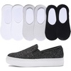 image:imageFEVERSOLE Womens Fashion SlipOn Sneaker Loafers Black Size 75 M US Bound with No Show Socks Women Ankle Low Cut Thin Socks 3 Colors 6 Pairs