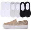 image:imageFEVERSOLE Womens Fashion SlipOn Sneaker Loafers Gold 95 M US Bound with No Show Socks Women Ankle Low Cut Thin Socks 3 Colors 6 Pairs
