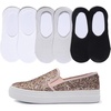 image:imageFEVERSOLE Womens Fashion SlipOn Sneaker Loafers Pink Gold Size 95 M US Bound with No Show Socks Women Ankle Low Cut Thin Socks 3 Colors 6 Pairs