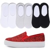 image:imageFEVERSOLE Womens Fashion SlipOn Sneaker Loafers Red 75 M US Bound with No Show Socks Women Ankle Low Cut Thin Socks 3 Colors 6 Pairs