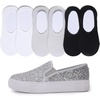 image:imageFEVERSOLE Womens Fashion SlipOn Sneaker Loafers Silver 65 M US Bound with No Show Socks Women Ankle Low Cut Thin Socks 3 Colors 6 Pairs