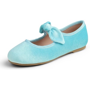 image:imageFEVERSOLE Girls Cute Dress Mary Jane Shoes Little Kids Casual Buckle Strap FlatsVelvet Bow Elastic Maryjane Sky Blue