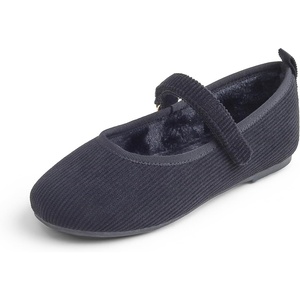 image:imageFEVERSOLE Girls Cute Dress Mary Jane Shoes Soft Sunday Holiday Ballet FlatsBlack Corduroy Loop Maryjane