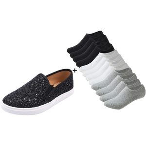 image:imageFEVERSOLE Womens Fashion SlipOn Sneaker Loafers Black Size 85 M US Boundle with No Show Socks Women Ankle Low Cut Thin No Slip Invisible Liner Socks 3 Colors 6 Pairs