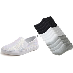image:imageFEVERSOLE Womens Fashion SlipOn Sneaker Loafers White Size 75 M US Boundle with No Show Socks Women Ankle Low Cut Thin No Slip Invisible Liner Socks 3 Colors 6 Pairs