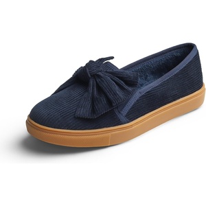 image:imageFEVERSOLE Womens Casual Slip On Sneaker Fashion Bow Tie Loafer FlatsNavy Corduroy Fur Lined