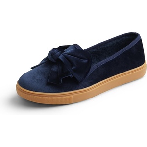 image:imageFEVERSOLE Womens Casual Slip On Sneaker Fashion Bow Tie Loafer FlatsNavy Velvet Fur Lined