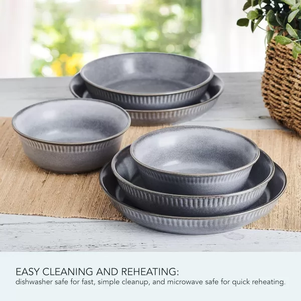 Pfaltzgraff Amara Smoke 6 Piece Dinnerware Bowl Set, Service for 2, Smoke