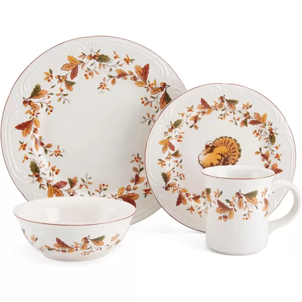 Pfaltzgraff Autumn Berry 16 Piece Dinnerware Set, Service for 4, Multi Colored