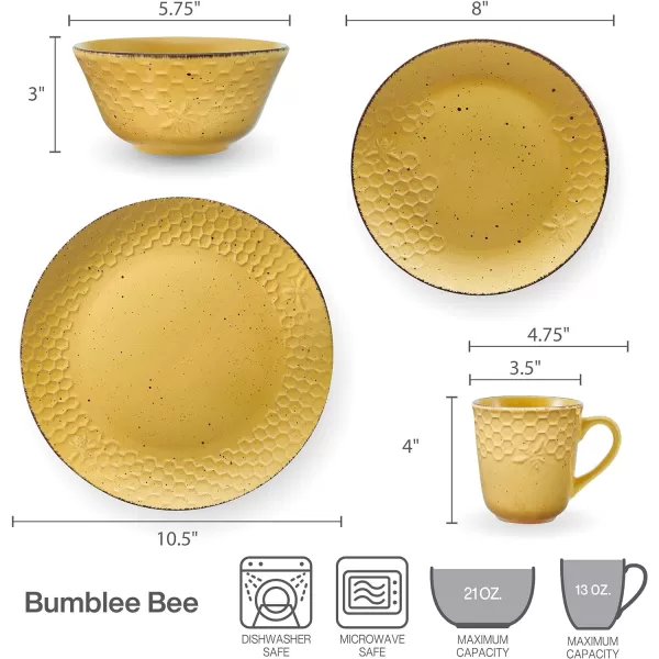 Pfaltzgraff Bumble Bee 16-Piece Dinnerware Set, White