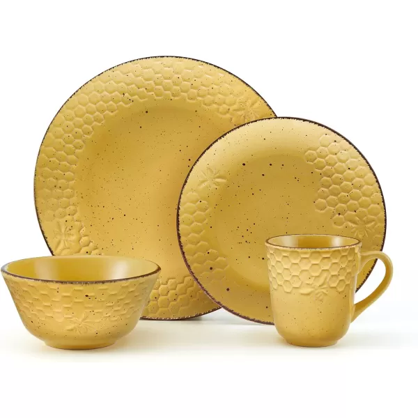 Pfaltzgraff Bumble Bee 16-Piece Dinnerware Set, White