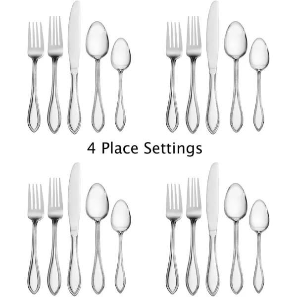 Pfaltzgraff Carleigh 20-Piece Stainless Steel Flatware Set, Service for 4