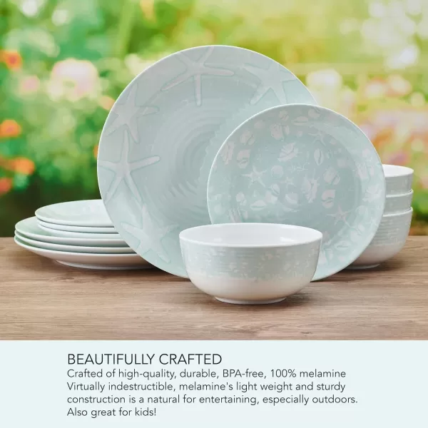 Pfaltzgraff Chateau 12 Piece Outdoor Melamine Dinnerware Set, Service for 4, White