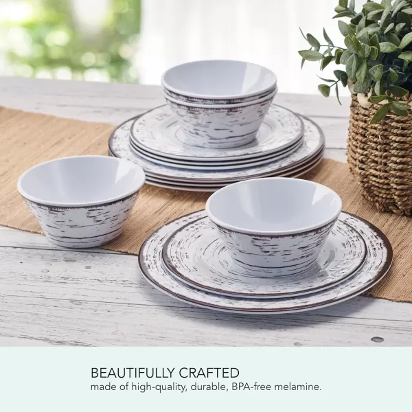 Pfaltzgraff Chateau 12 Piece Outdoor Melamine Dinnerware Set, Service for 4, White