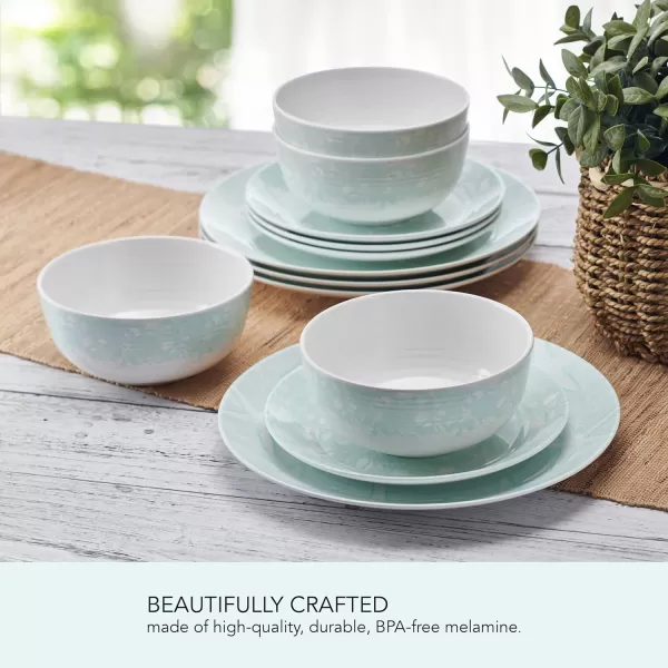 Pfaltzgraff Chateau 12 Piece Outdoor Melamine Dinnerware Set, Service for 4, White