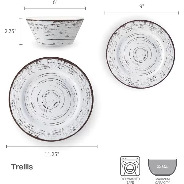 Pfaltzgraff Chateau 12 Piece Outdoor Melamine Dinnerware Set, Service for 4, White