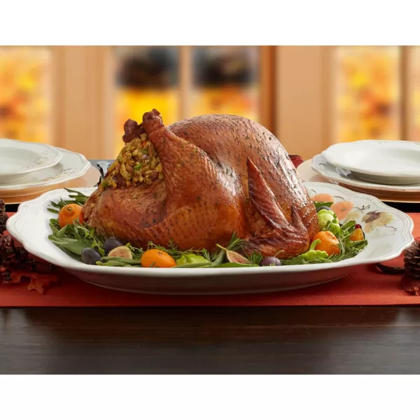 Pfaltzgraff Earthenware Plymouth Turkey Platter, white, brown, 21 x 17 inches