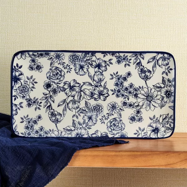 Pfaltzgraff Gabriela Blue Floral Set of 2 Pasta Bowls, 8 Inch, Blue and White
